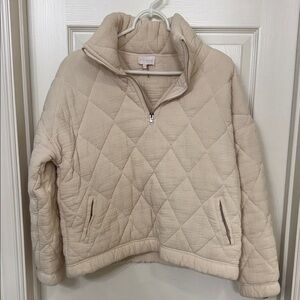 Cream Quilted Pullover Jacket